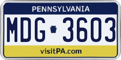 PA license plate MDG3603
