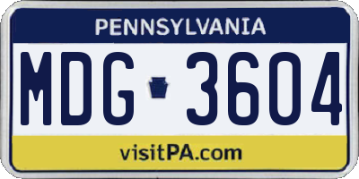 PA license plate MDG3604