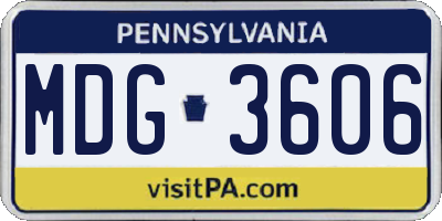 PA license plate MDG3606