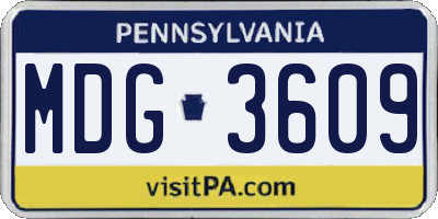 PA license plate MDG3609