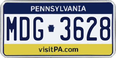 PA license plate MDG3628