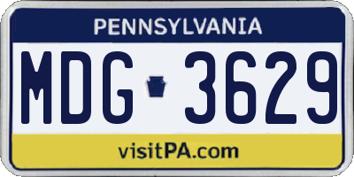 PA license plate MDG3629