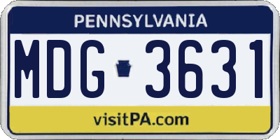 PA license plate MDG3631