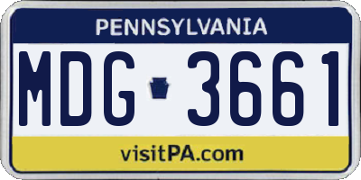 PA license plate MDG3661