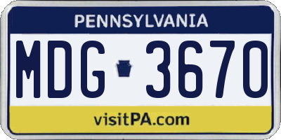 PA license plate MDG3670