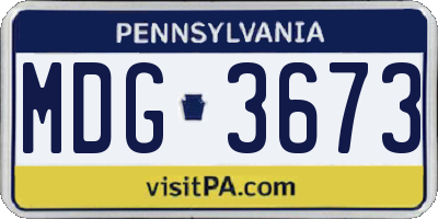 PA license plate MDG3673