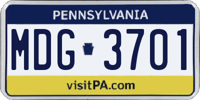 PA license plate MDG3701