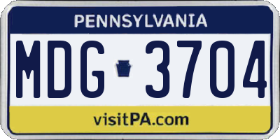 PA license plate MDG3704