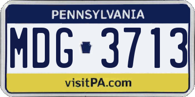 PA license plate MDG3713