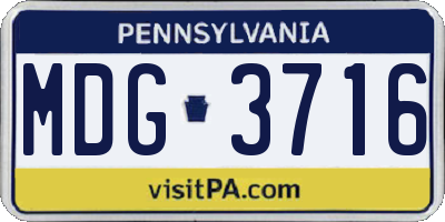 PA license plate MDG3716