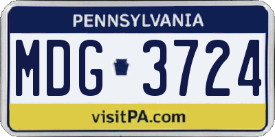 PA license plate MDG3724