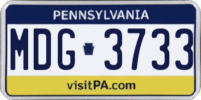 PA license plate MDG3733