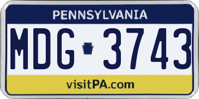 PA license plate MDG3743