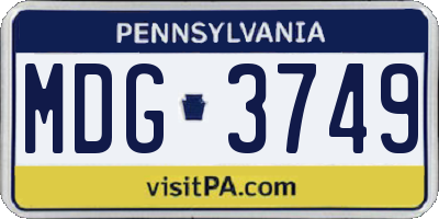 PA license plate MDG3749