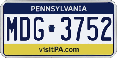 PA license plate MDG3752