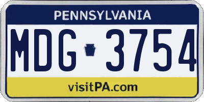 PA license plate MDG3754