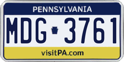 PA license plate MDG3761
