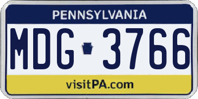 PA license plate MDG3766