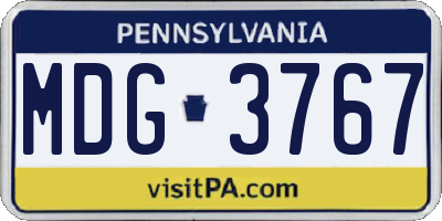 PA license plate MDG3767