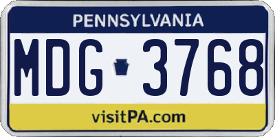 PA license plate MDG3768