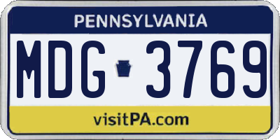 PA license plate MDG3769