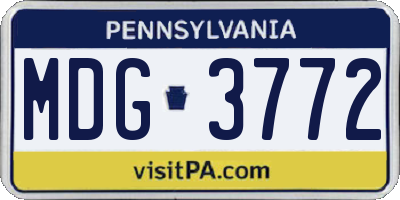 PA license plate MDG3772