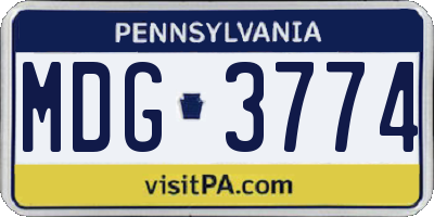 PA license plate MDG3774