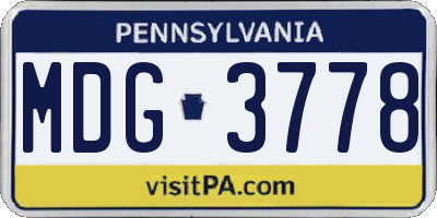PA license plate MDG3778