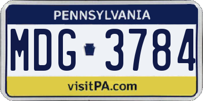 PA license plate MDG3784
