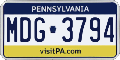 PA license plate MDG3794