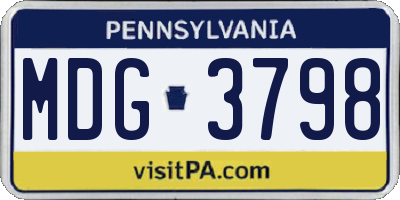 PA license plate MDG3798