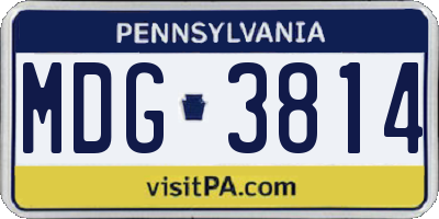 PA license plate MDG3814