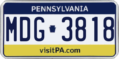 PA license plate MDG3818
