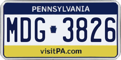 PA license plate MDG3826