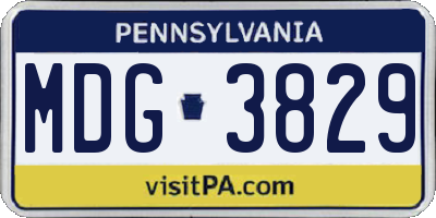 PA license plate MDG3829