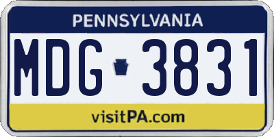 PA license plate MDG3831