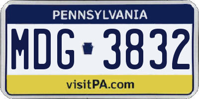 PA license plate MDG3832