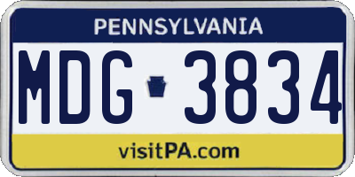 PA license plate MDG3834