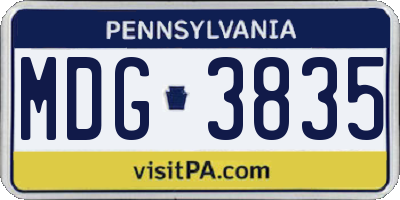 PA license plate MDG3835