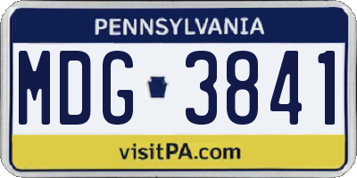 PA license plate MDG3841