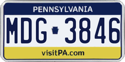 PA license plate MDG3846