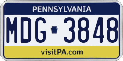 PA license plate MDG3848