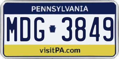 PA license plate MDG3849