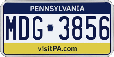 PA license plate MDG3856