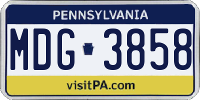 PA license plate MDG3858