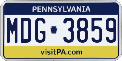 PA license plate MDG3859