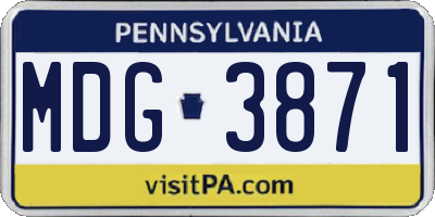 PA license plate MDG3871