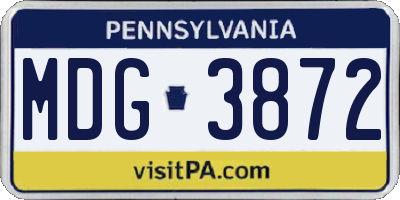 PA license plate MDG3872
