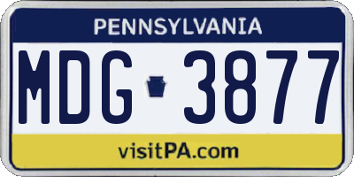 PA license plate MDG3877