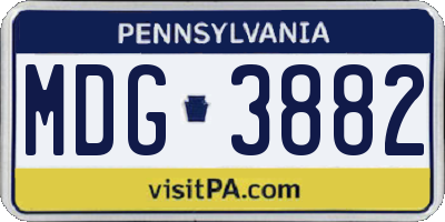 PA license plate MDG3882